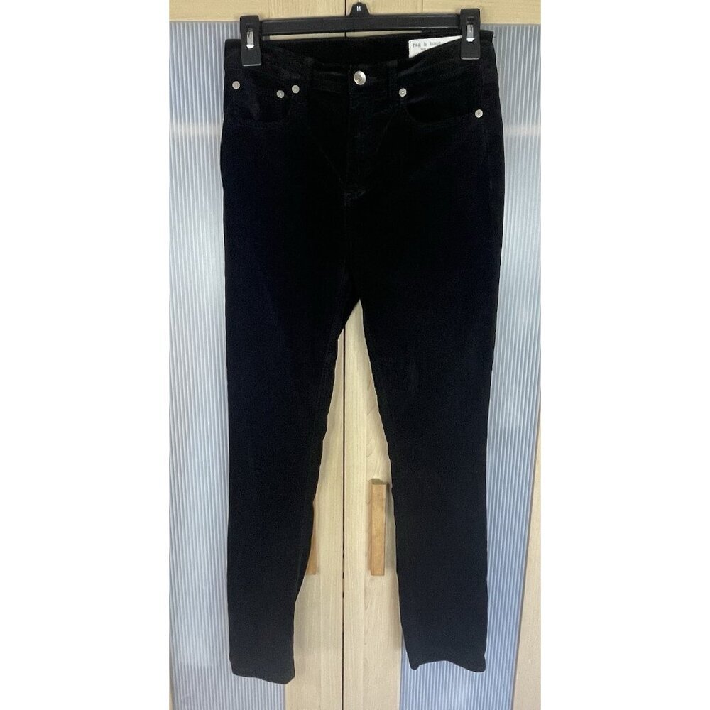Rag & Bone Black Velvet High Rise‎ Skinny Jeans Pants Sz 26 Party Casual Fall